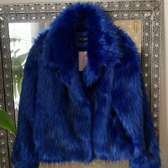 Lola Shoetique Jackets & Blazers - New| Lola shoetique blue black fur coat